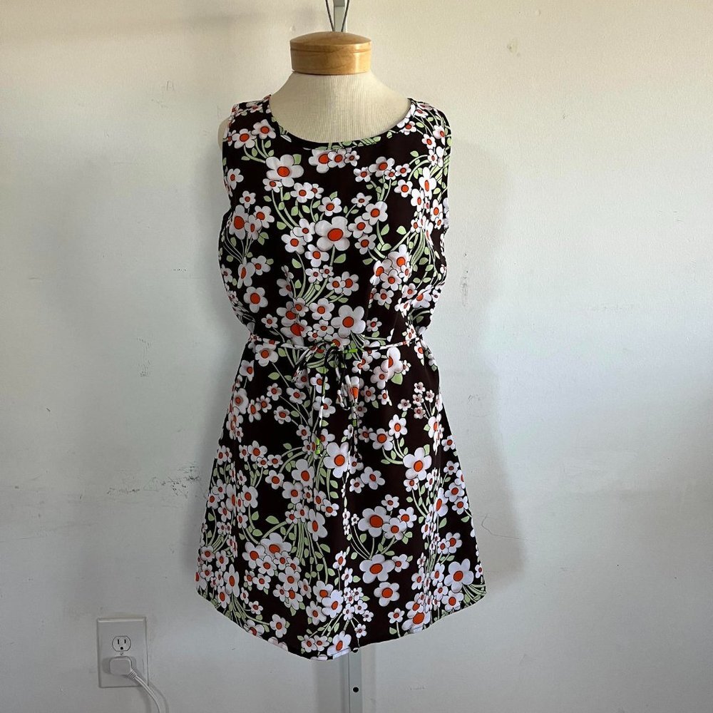 Vintage 90s-does-60s Daisy Tank Dress, Size Medium